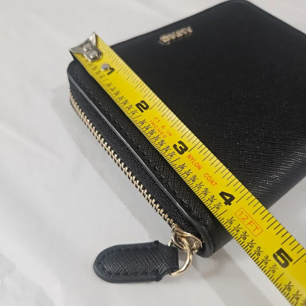 DKNY Zip-Around Skater Wallet Faux Leather Gold Zip